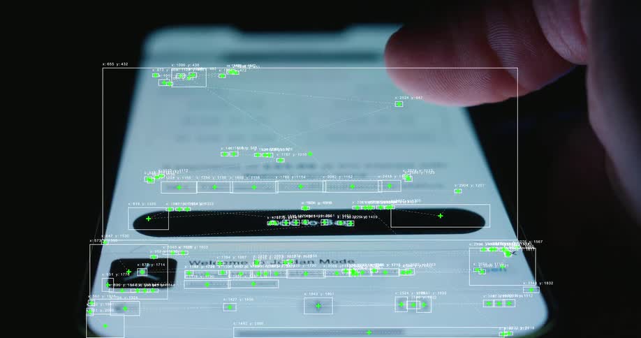 A user shops online on their smartphone while artificial intelligence tracks their every move and analyzes the data