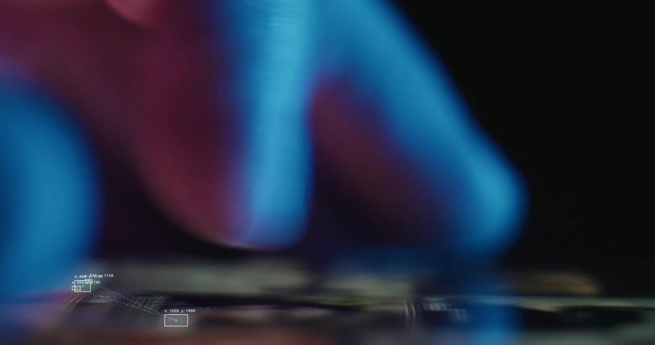 Futuristic data analysis concept shown as a finger swipes across a touch screen with an animated information overlay