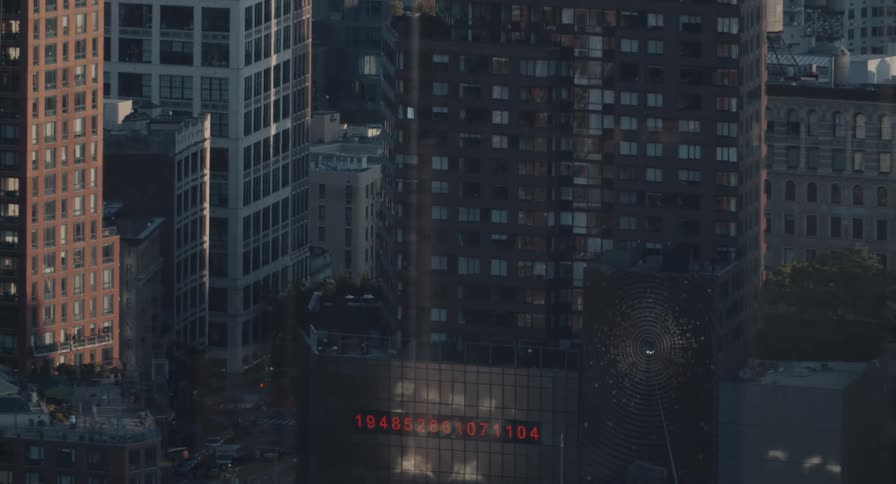 A time-lapse of the digital 'Metronome' clock in Union Square, Manhattan, with numbers rapidly changing on the building's facade
