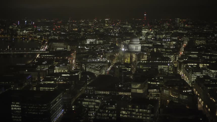 The city is brightly lit at night time