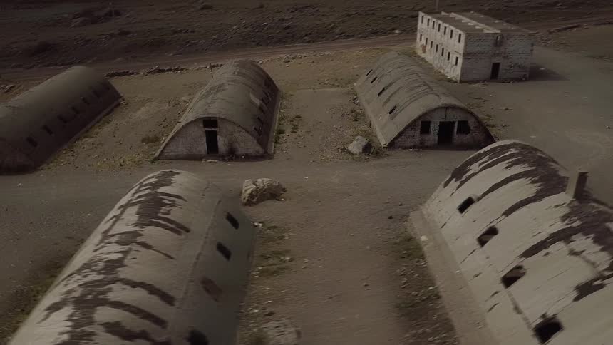 Aerial view of military barracks