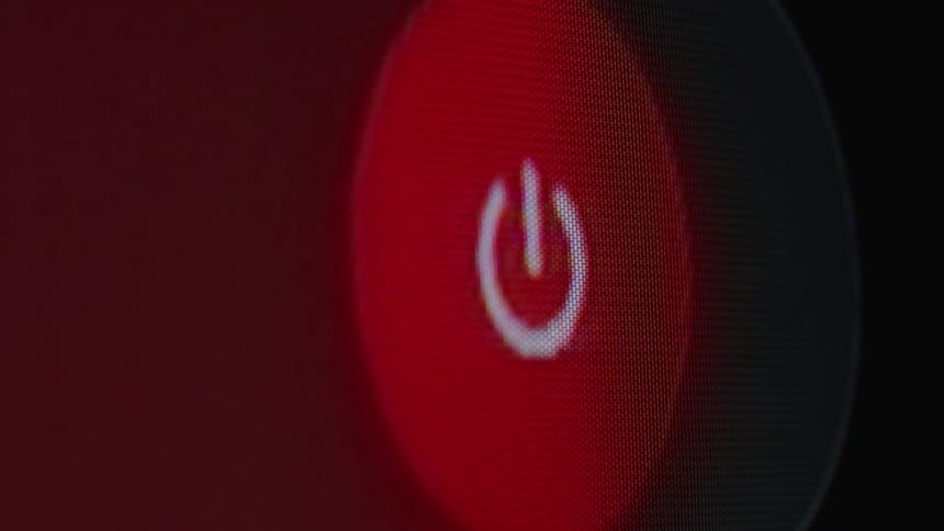 A macro shot shows the 'slide to power off' function being activated on a digital device screen which then goes black