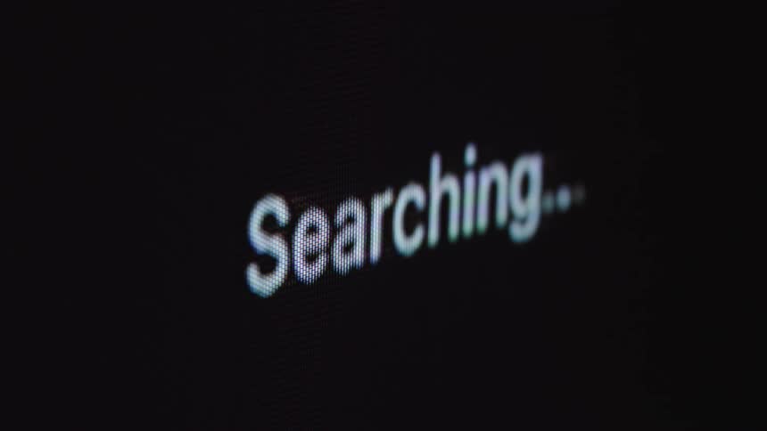A macro shot of a screen displays a 'Searching...' message which changes to a red 'No network available' error message