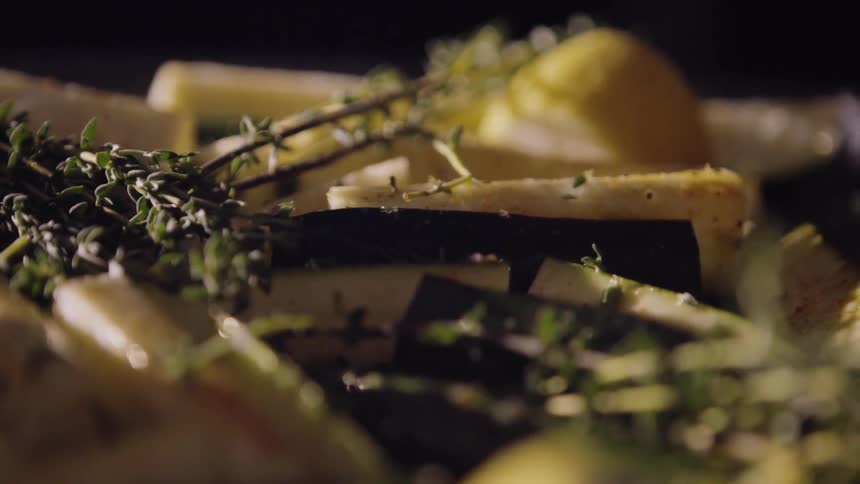Close up of herbs and vegetables