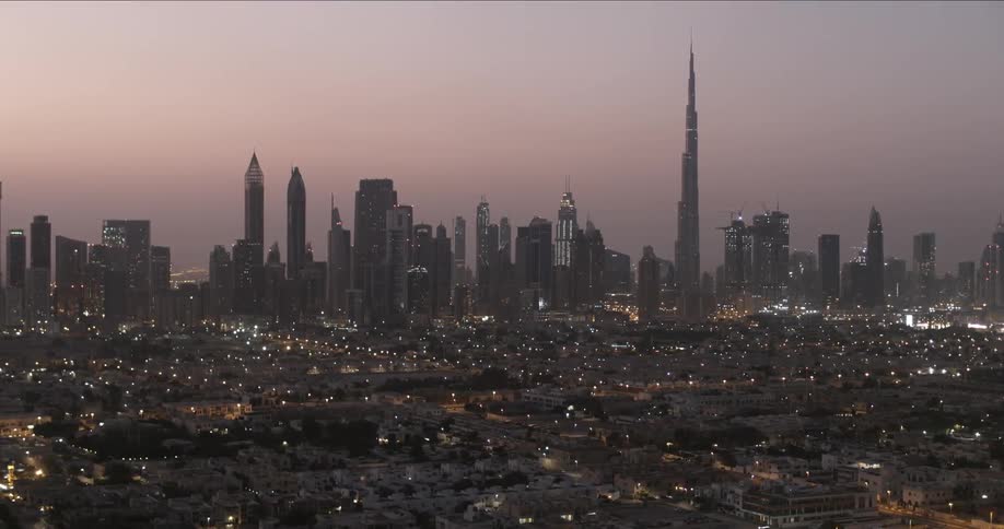 A large city at sunrise