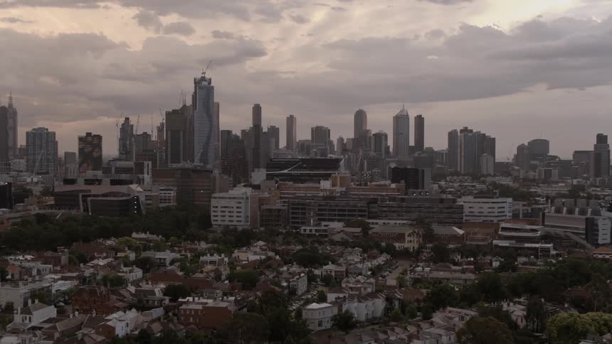 View of a city on a cloudy day