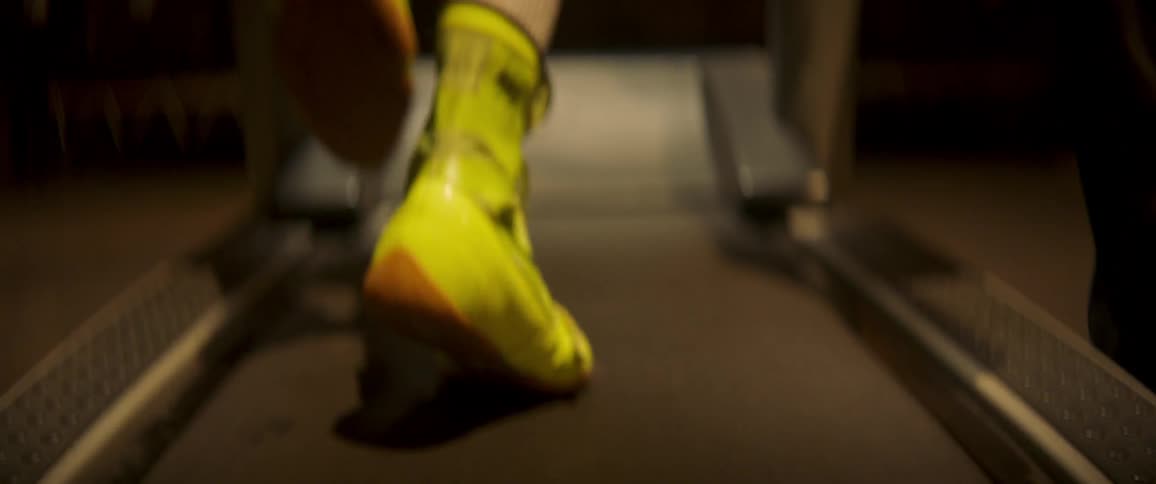 Person runs on a treadmill