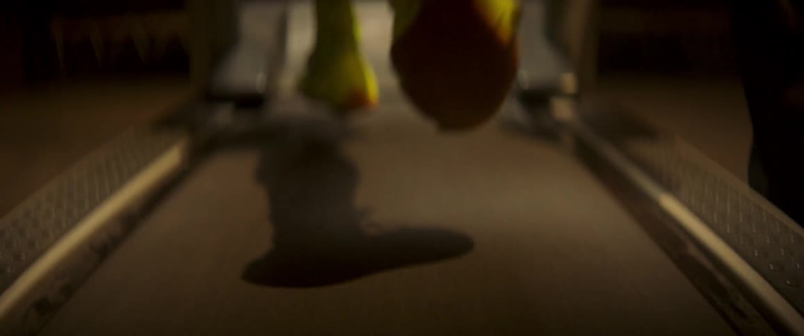 Feet are shown running on a treadmill