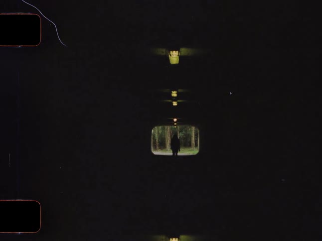 A vintage film montage shows a lone woman under a bridge, silhouetted in a tunnel, and resting in a sunlit park