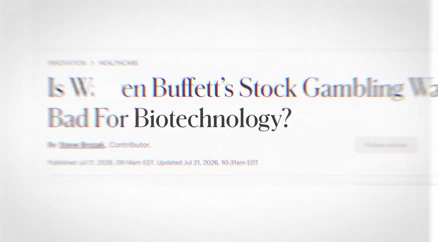 A rapid montage of online news headlines featuring the word 'Biotechnology' highlights its global importance and market presence