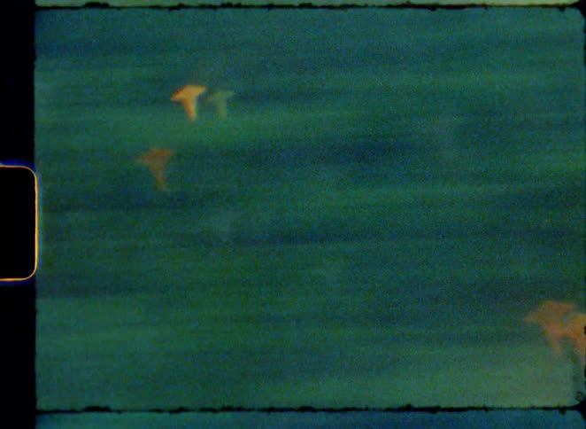 A nostalgic view from a moving train window reveals the lush, green Japanese countryside on vintage 8mm film