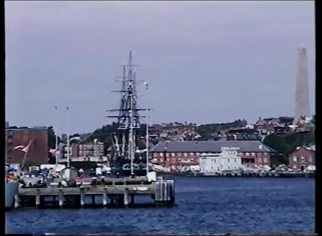 A boat tour of the Boston waterfront in 1993, passing by the USS Constitution and a US Coast Guard cutter in the harbor
