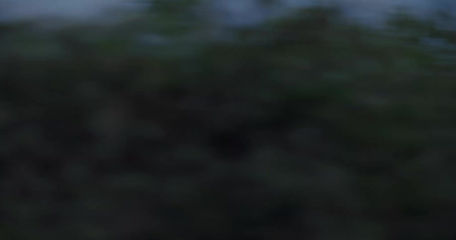 A focused male cyclist wearing a helmet pedals hard along a mountain road during the blue hour