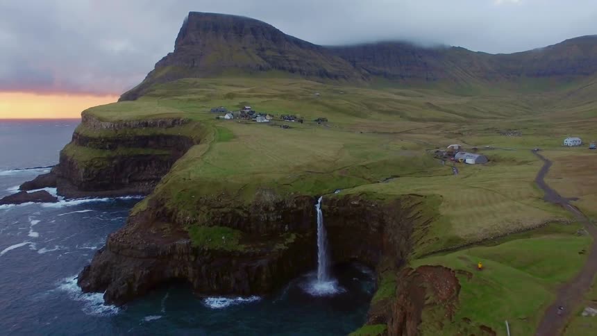 A waterfall on a sheer cliff