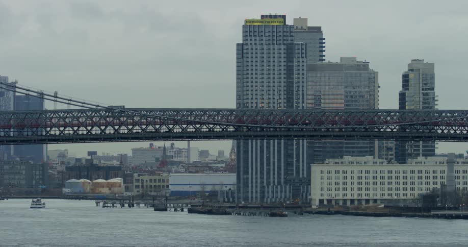A large metal bridge over a body of water