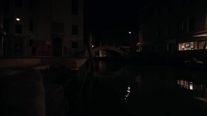 Water rippling in a very dark area