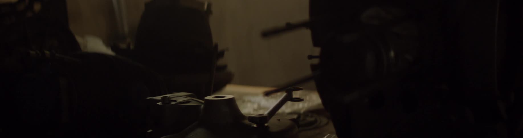 Broken equipment in a dim room