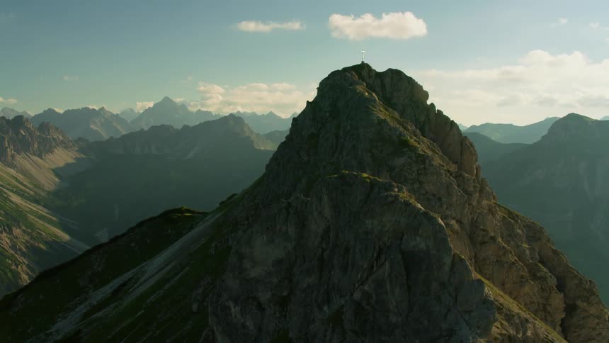 Aerial view of a mountainous area on a cloudy day