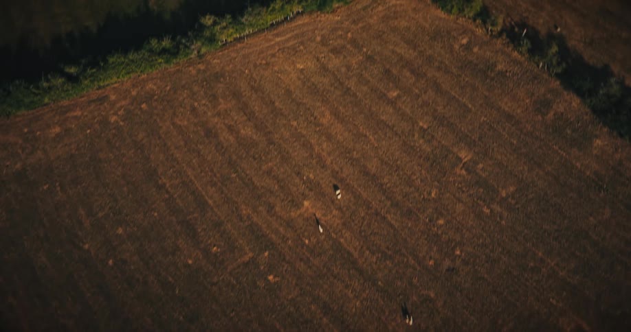 An aerial drone shot slowly reveals a historic English castle and its sprawling estate from an overhead view of the surrounding fields