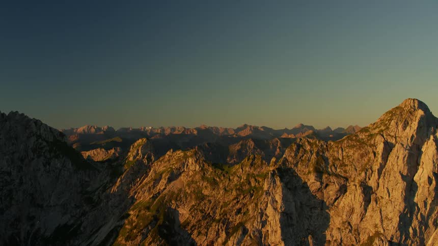 Aerial view of a mountain range on a clear day