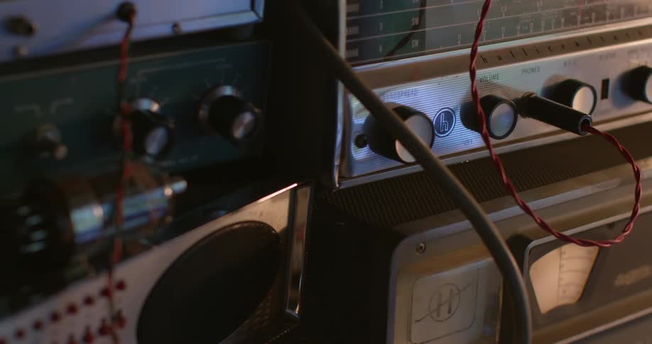 Radios and sound equipment in a bright room