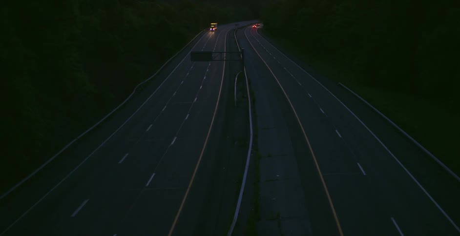 Cars on a highway at night