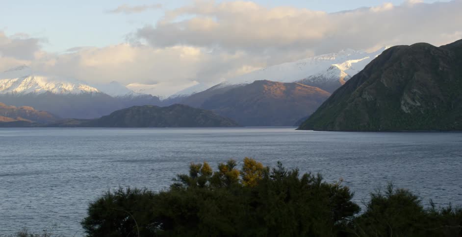 The lake is large before these mountains