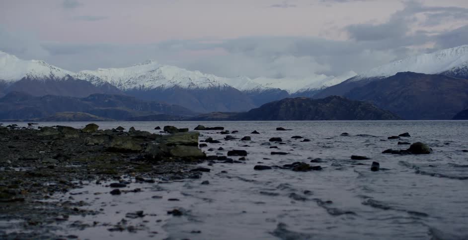 Wave roll onto a rocky shore