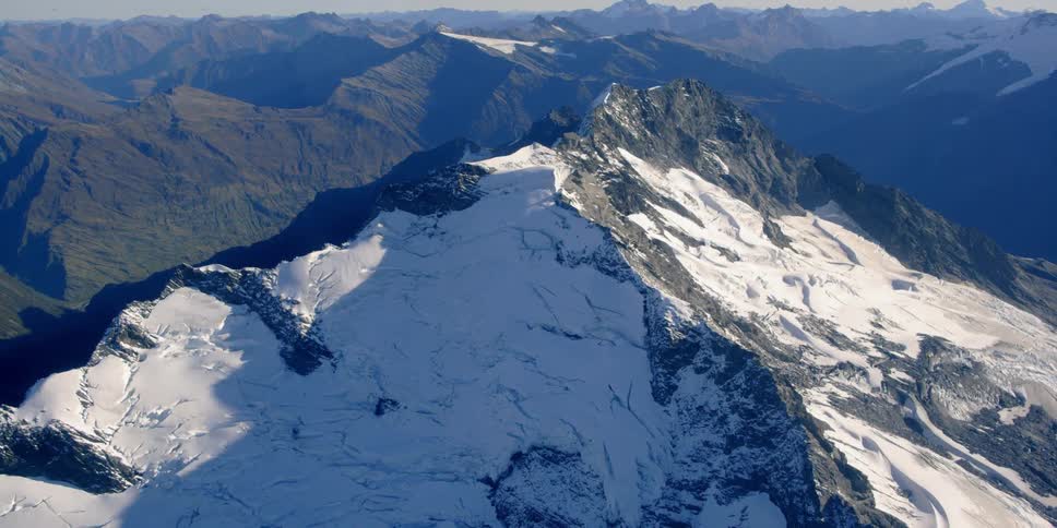 Snow covered mountains on a sunny day