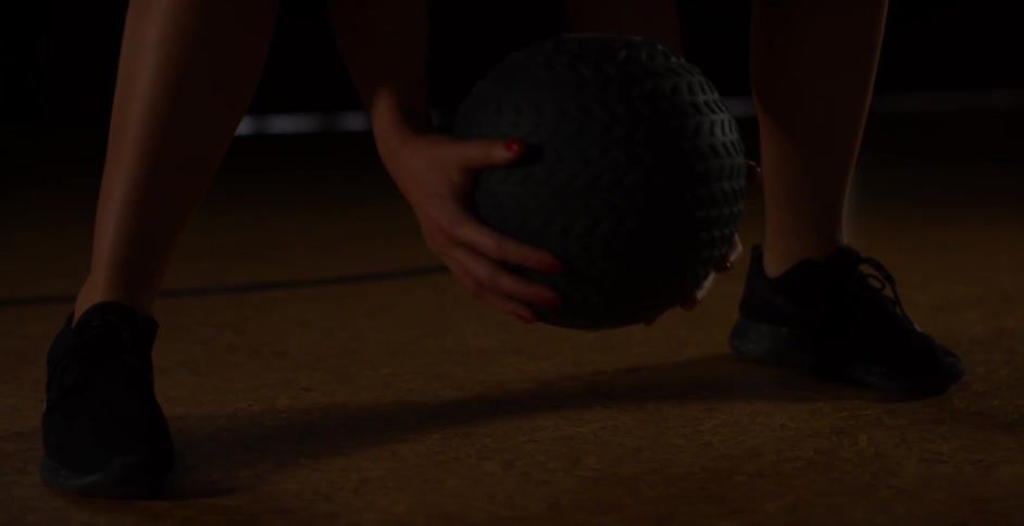 Person slams a ball to the floor