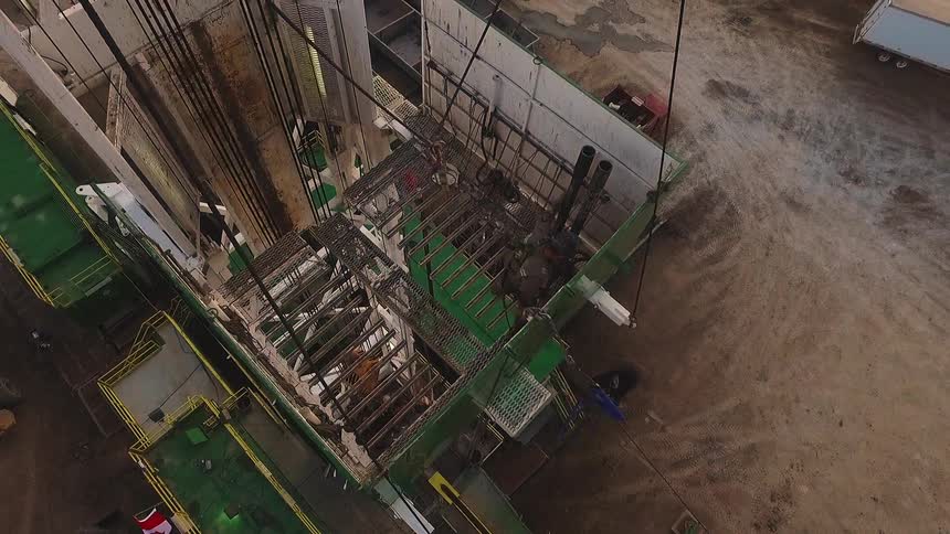 Aerial view of an oil rig