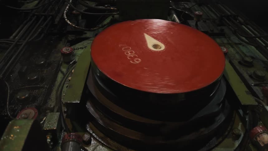 Wheel spins in machinery in a factory