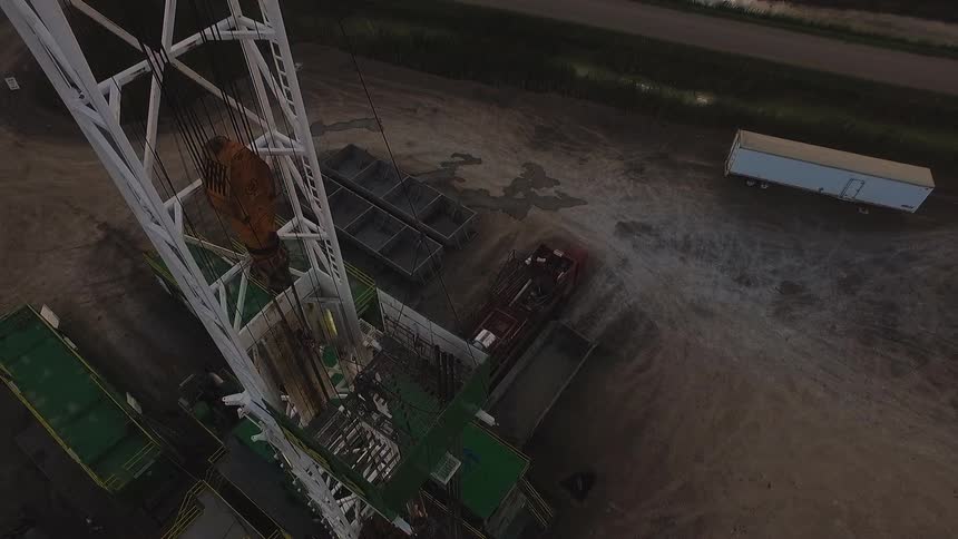 Aerial view of an oil rig