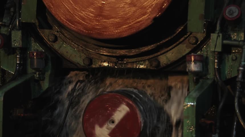 Machinery operates in a factory setting