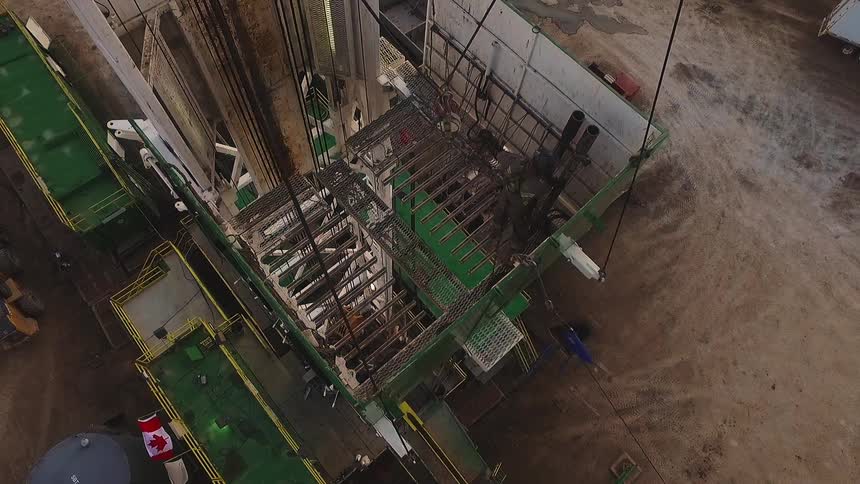 Aerial view of an oil rig