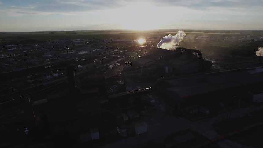 The work site ahead has steam rising up
