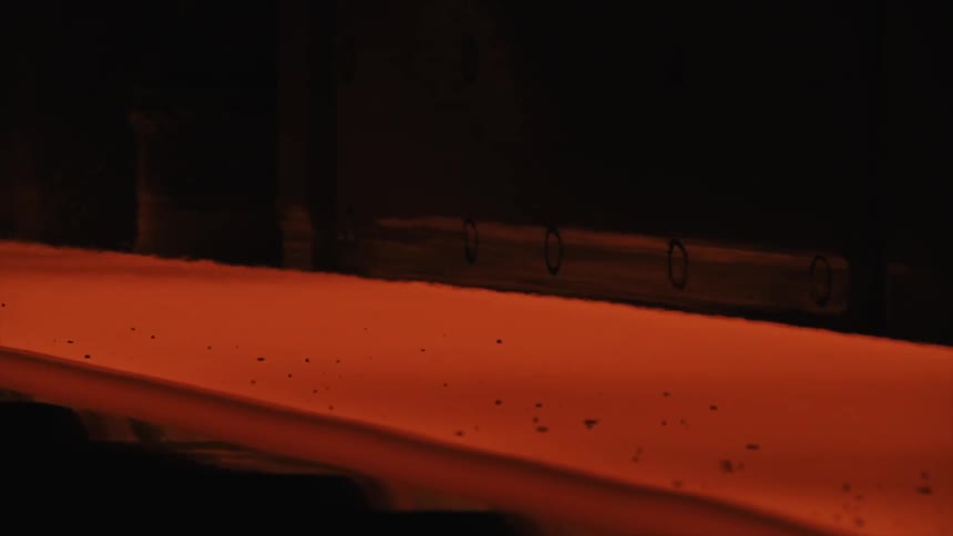 A conveyor belt is rolling