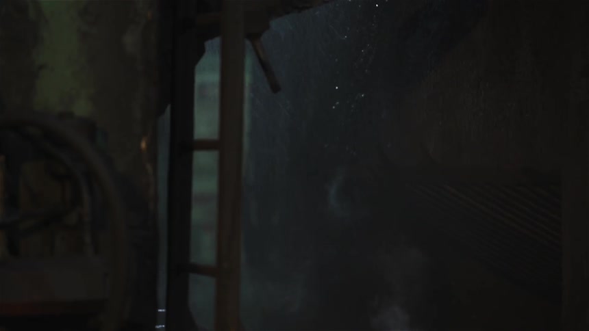 Close up of a ladder and smoke floating around it