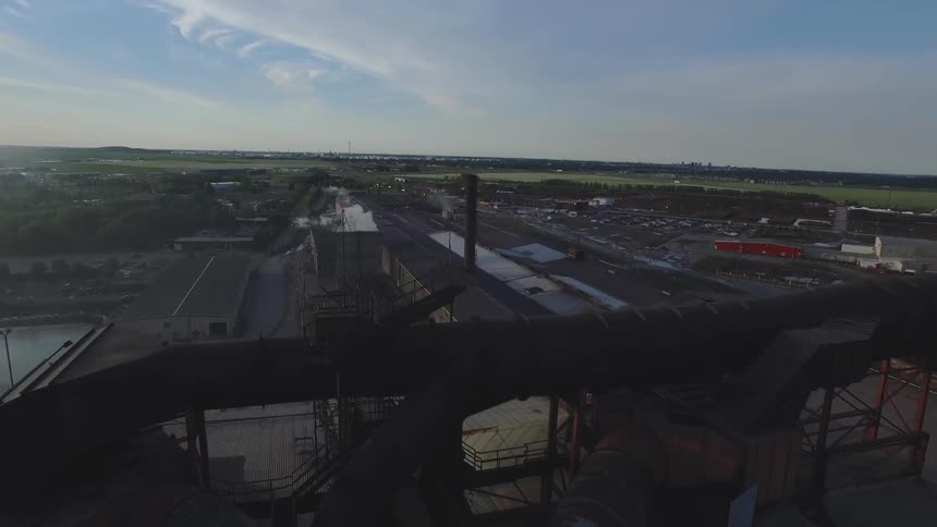 Aerial view of a large industrial building