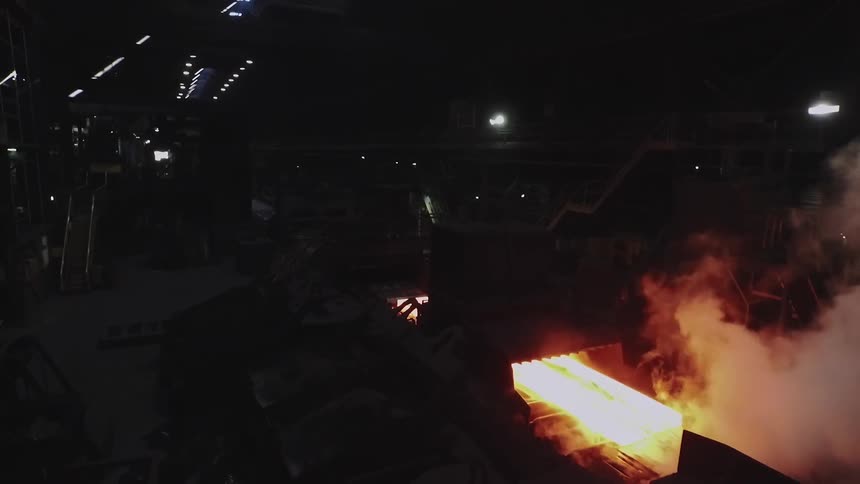 Machinery operates in a dark factory