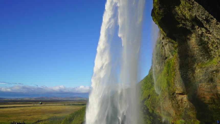 Water falling down a mountain side