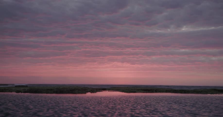 Ocean water ripples at sunset
