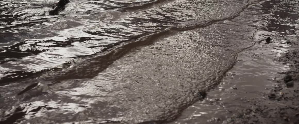 The small waves hit the shore