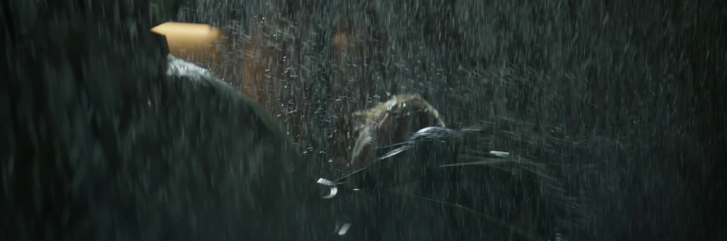 A man and woman fight in the rain