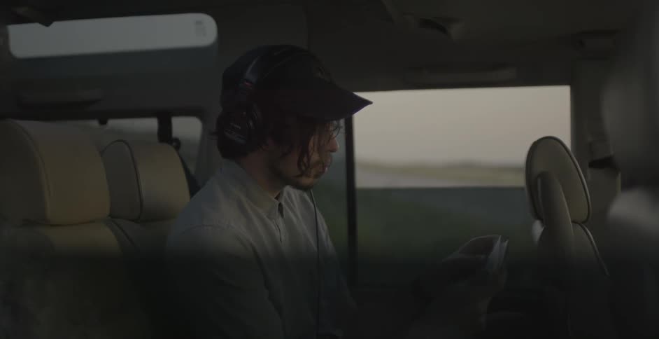 Man sitting in a vehicle