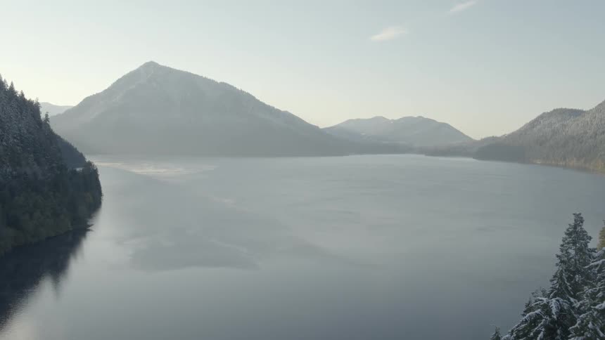 Cold and deep mountain lake reveal