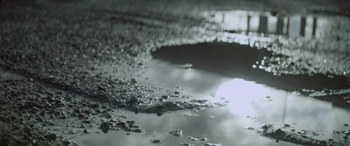 The street has many puddles