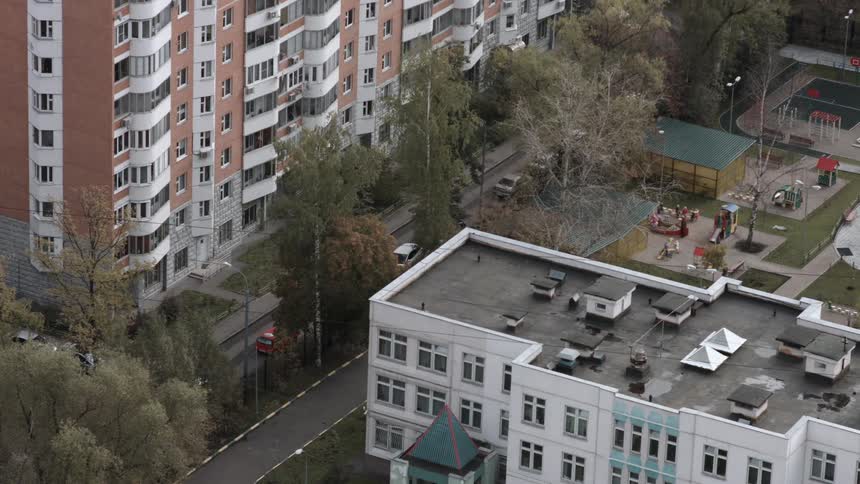 A park surrounded by tall buildings