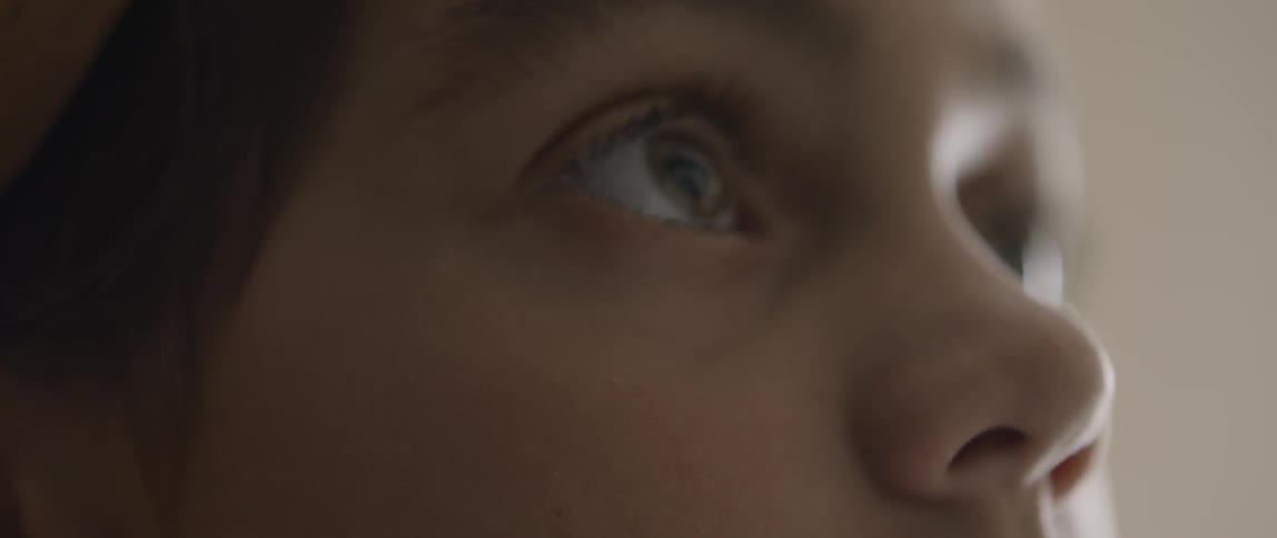 A child looks forward