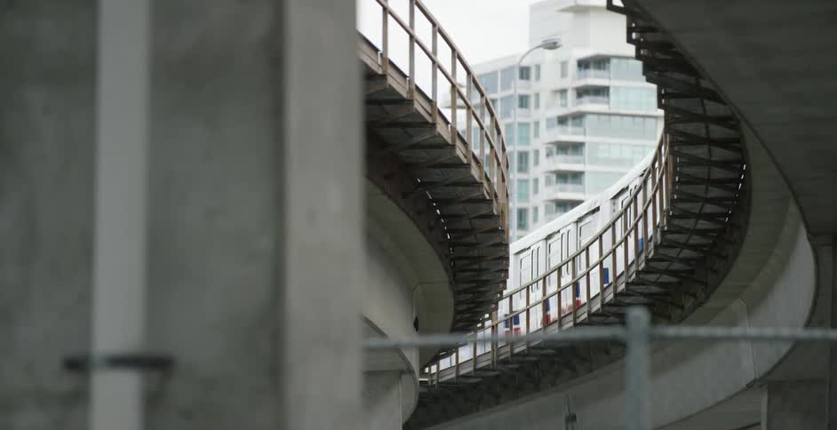A train moves in slow motion